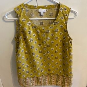 Yellow bohemian blouse tank top with design